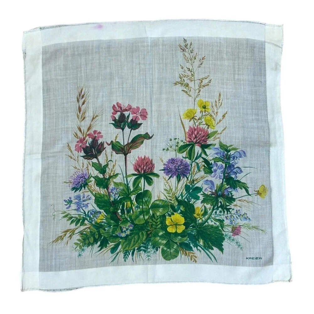 Kreier Vintage Wildflowers Handkerchief 12.5